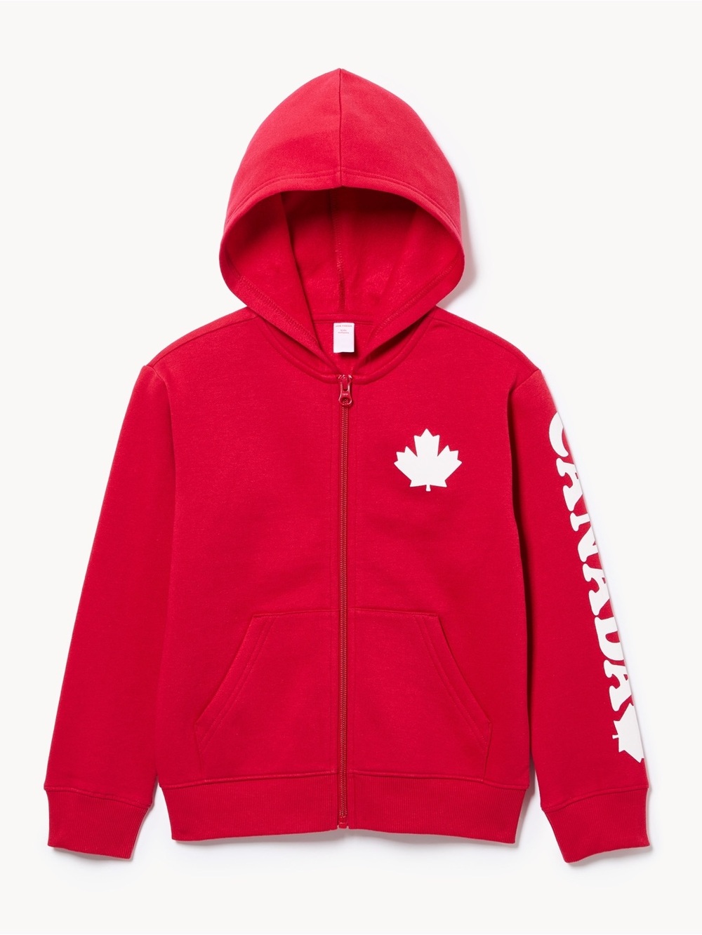 Canada Zip-Up Hoodie with White Maple Leaf Graphic